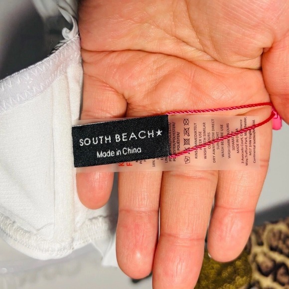 South Beach White Smocked Ruffle Halter Bikini Top Swimsuit Sz 8 beach resort - Picture 3 of 5